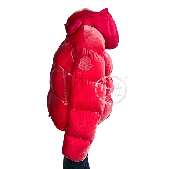 Moncler Hot Pink Velvet Quilted Down Puffer Jacket Goose Down Puffer Coat - Picture 5 of 16